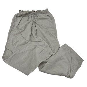 SO Women's size Small Linen Rayon Pants Pull On Elastic Waist Khaki